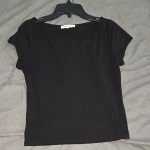 Antistar Classic Black Boat Neck Short Sleeve Tee